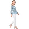 INSPIRE CHIC Women's Semi-Sheer Elegant Tie Waist Long Sleeve Floral Lace Peplum Blouses - 4 of 4