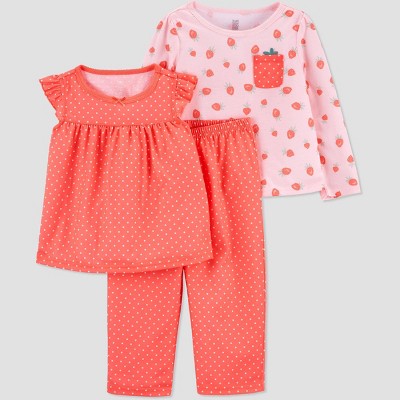 Baby Girls' 3pc Strawberry Pajama Set - Just One You® made by carter's 12M