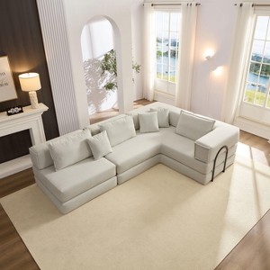 TiramisuBest Oversized 118.2" Modular L-Shaped Sectional Sofa, Upholstered Floor Couch with 6 Pillows for Living, Bedroom, Apartment, Light Grey - 1 of 4