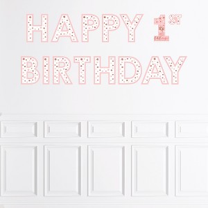 Big Dot of Happiness 1st Birthday Little Miss Onederful - Peel and Stick Girl First Birthday Party Large Banner Wall Decals - Happy Birthday - 1 of 4