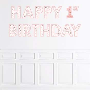 Big Dot of Happiness 1st Birthday Little Miss Onederful - Peel and Stick Girl First Birthday Party Large Banner Wall Decals - Happy Birthday