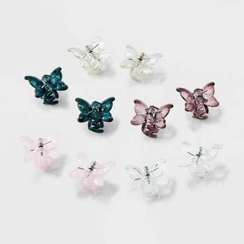 Clear Butterfly Mini Claw Hair Clip Set 10 pc - Wild Fable™ Pink/Purple/Black