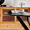 42.1" Round Dining Table, Mid-Century End Table Coffee Table with Metal Cross Legs, Kitchen Table for 4-6 - ModernLuxe - 4 of 4