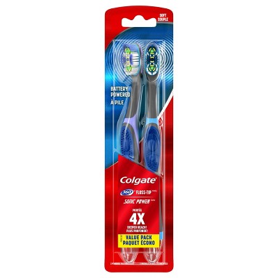 Colgate 360 Total Advanced Floss Tip Bristles Sonic Powered Toothbrush - Soft - 2ct