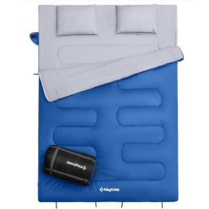 KingCamp 87x59" 2 Person 20 Degree Family Couple Sleeping Bag w/2 Pillows - 1 of 4