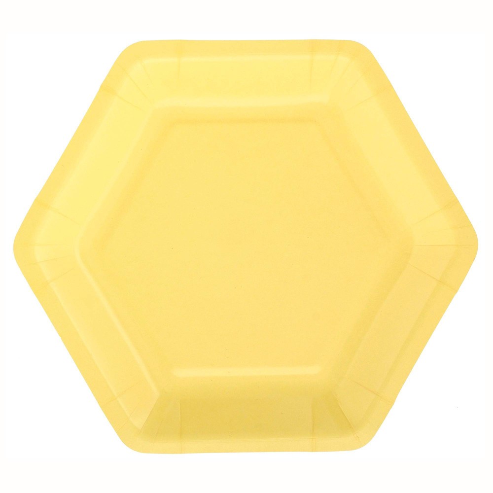 7" 20ct Hexagon Shaped Snack Paper Plates Yellow - Spritz