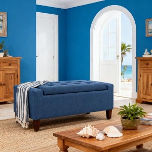 TUYOHW Upholstered Storage Ottoman,Lift Top Ottoman Bench with Storage,Rubberwood Legs,330 lb Capacity,Storage Bench for Living Room,Bedroom - 1 of 4