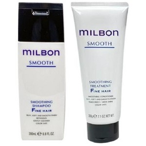 Milbon SMOOTH Smoothing Shampoo (200 mL) & Treatment (200 g) for Fine Hair DUO SET KIT | Made in Japan | Weightless Smoothness - 1 of 3