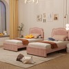 Twin Size Upholstered Bed Frame with Drawer Storage, Lights, Velvet Platform Bed with Height-Adjustable Bear Headboard, Noise-Free - 3 of 4