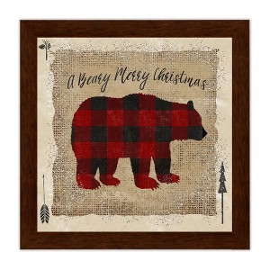 Courtside Market Buffalo Check Beary Merry 8x8 Framed Art Board - 1 of 2