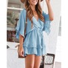 Imily Bela Women's V-neck Casual Romper Skirt, High-waist Drawstring Ruffle Layered Summer Jumpsuit - 3 of 4