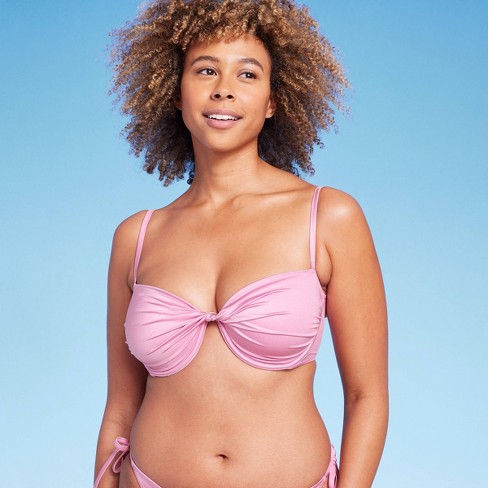 Alfabetische volgorde credit onderwerp Women's Underwire Twist-front Bikini Top - Shade & Shore™ Pink 36dd : Target