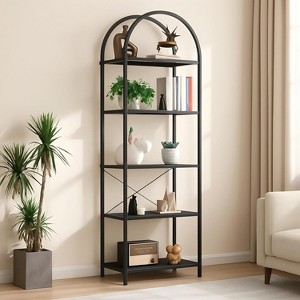 Coucheta 4/5 Tier Arched Bookshelf, Industrial Bookcase with Metal Frame, Open Storage Shelf for Living Room, Bedroom & Office - 1 of 4