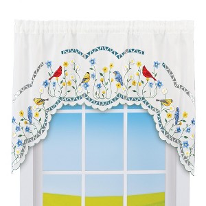 Collections Etc Embroidered Songbirds Garden Café Kitchen Curtains - 1 of 2