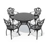 5-Piece Cast Aluminum Outdoor Dining Set with Beige Cushions, Rectangle Table & Ergonomic Chairs - for Patio, Backyard - 3 of 4