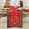 Saro Lifestyle Linen Blend Embroidered Poinsettia Table Runner - 3 of 3