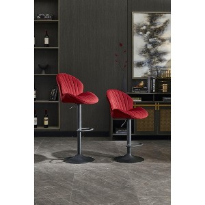 CAVINAS Swivel Bar Stools Adjustable Height,Counter Stools Set of 2 with Backrest,Fabric Barstools with Footrest,Island Chairs for Home&Bar - 1 of 4