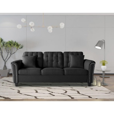 NicBex 85.4 Inch 3-seater Sofa with Tufted Back Cushions and 2 Pillows for Office,Living Room,Apartment