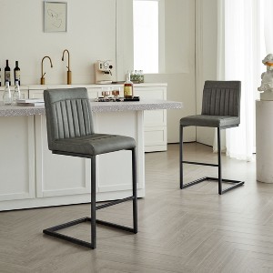 TUYOHW Vintage Bar Stool Set of 2,Counter Height Bar Stools with Metal ...