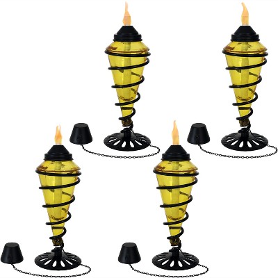 4pk Colored Glass Tabletop Torches - Yellow - Sunnydaze Decor