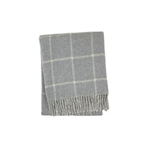 HomeRoots 50" X 67" Light Gray And White Cotton Blend Woven Plaid Throw Blanket with Fringe - 1 of 4
