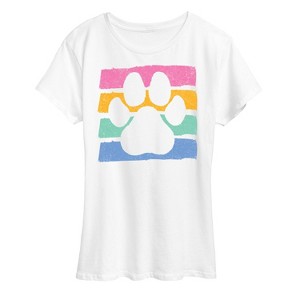 Women's - Instant Message - Negative Space Paw Print Short Sleeve Graphic T-Shirt - 1 of 4