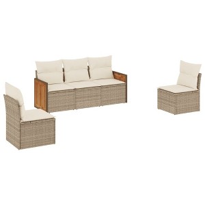 vidaXL Garden Sofa Set Beige PE Rattan, Powder-Coated Steel 5-seater - 1 of 4