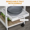 HDZNVF Solid Wood Frame Utility Cart with Wire Fruit Baskets, Trays and Drawer - 4 of 4