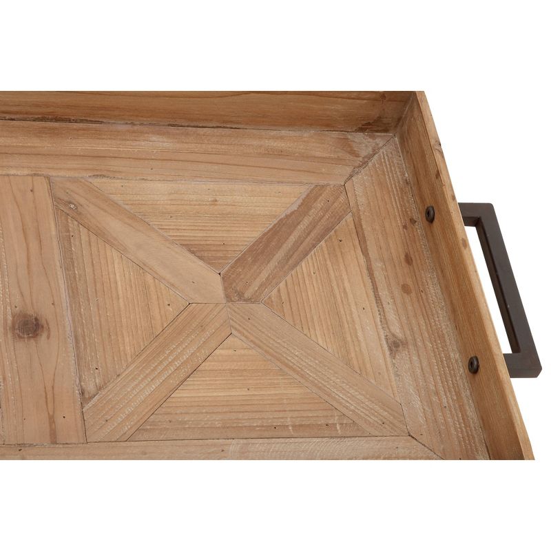 32&#34; Farmhouse Fir Wood Tray with Iron Handles Brown - Olivia &#38; May, 6 of 17