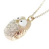 Rhinestone Studded Snowy Owl Pendant Necklace - 2 of 3