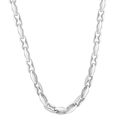 Pompeii3 Men's Polished Steel Clasp Single Tone 8mm Flexible Link  24" Chain