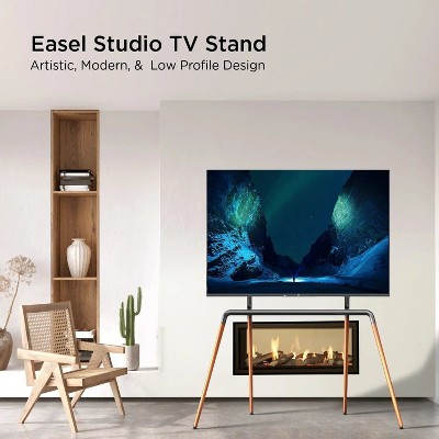 Black and Wood Easel TV Stand with Mount for 42"-84" TVs