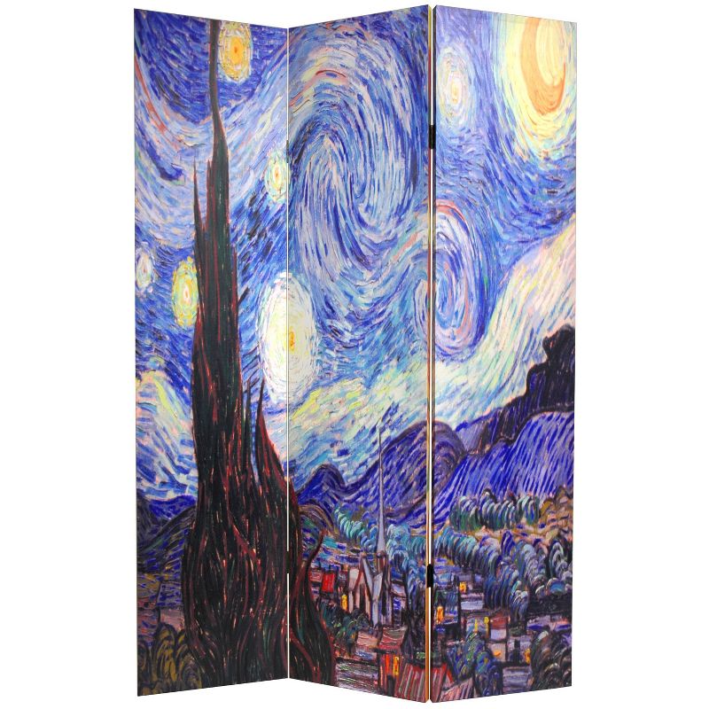 71&#34; Double Sided Works of Van Gogh Canvas Room Divider Starry Night/Sunflowers - Oriental Furniture, 3 of 6