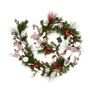Garland with Lights, 9 ft Pre-Lit Xmas Garland for Fireplace Stair Door Wreath for Christmas Tree Garden Decor - 1 of 4