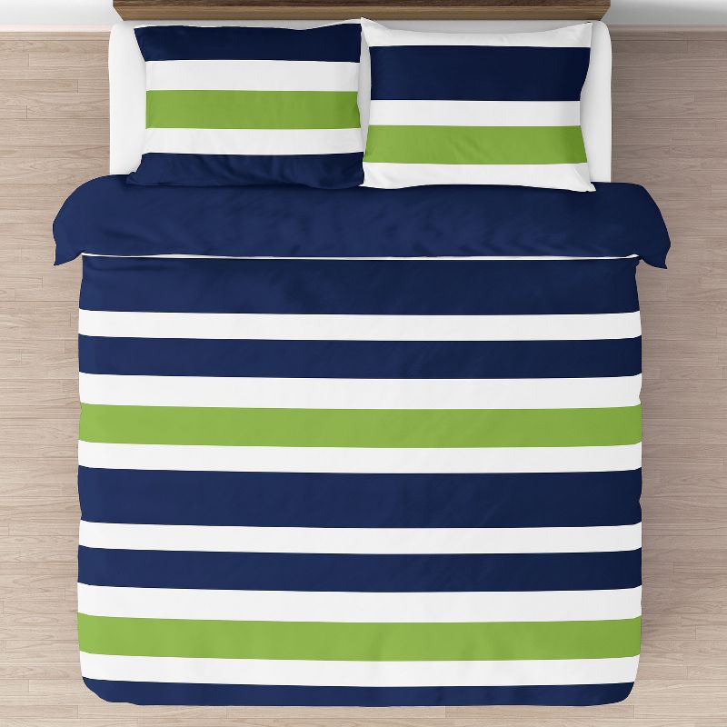 Sweet Jojo Designs Boy Full/Queen Comforter Bedding Set Stripe Blue Green Grey 3pc, 4 of 8
