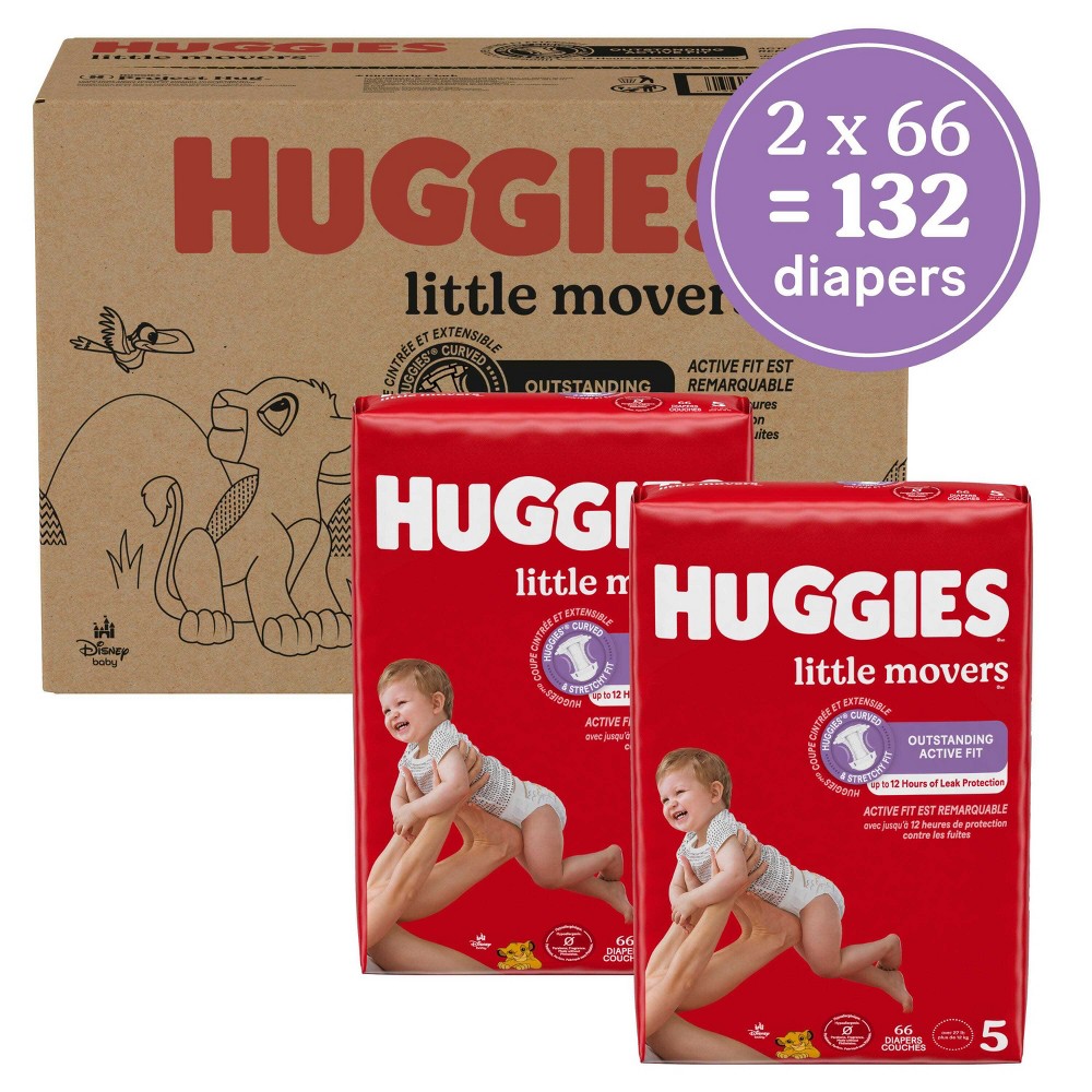 Huggies Little Movers Disposable Diapers - Econ+ Pack - Size 5 - 132ct