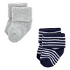 Luvable Friends Baby Boys Newborn and Baby Terry Socks, Mint Navy Stripes 12-Pack - 4 of 4