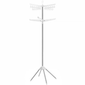 SONGMICS 2-Tier Clothes Drying Rack 72" Foldable Laundry Drying Rack with 27 Clips 3 Rotatable Arms Stainless Steel - 1 of 4