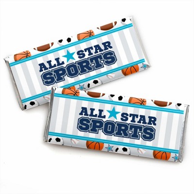 Big Dot of Happiness Go, Fight, Win - Sports - Candy Bar Wrapper Baby Shower or Birthday Party Favors - Set of 24