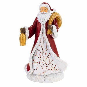 Roman 9.5 Inch Berry Santa Figurine Christmas Figurine , Lightweight Christmas Decor Santa Bell Lantern (1PC) - 1 of 4