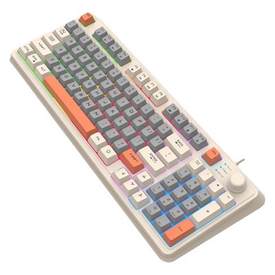 RISOKEYS K82 Gaming Keyboard RGB Light Gaming Keyboard USB Port Gamer Personalized Wired Keypad for Notebook Laptop Desktop PC Gamer (White)