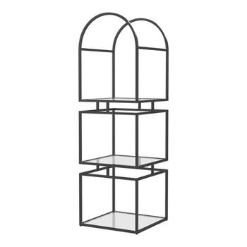 62.75" Kavery 3 Tier Open Glass Shelves Display Case Matte Black - HOMES: Inside + Out