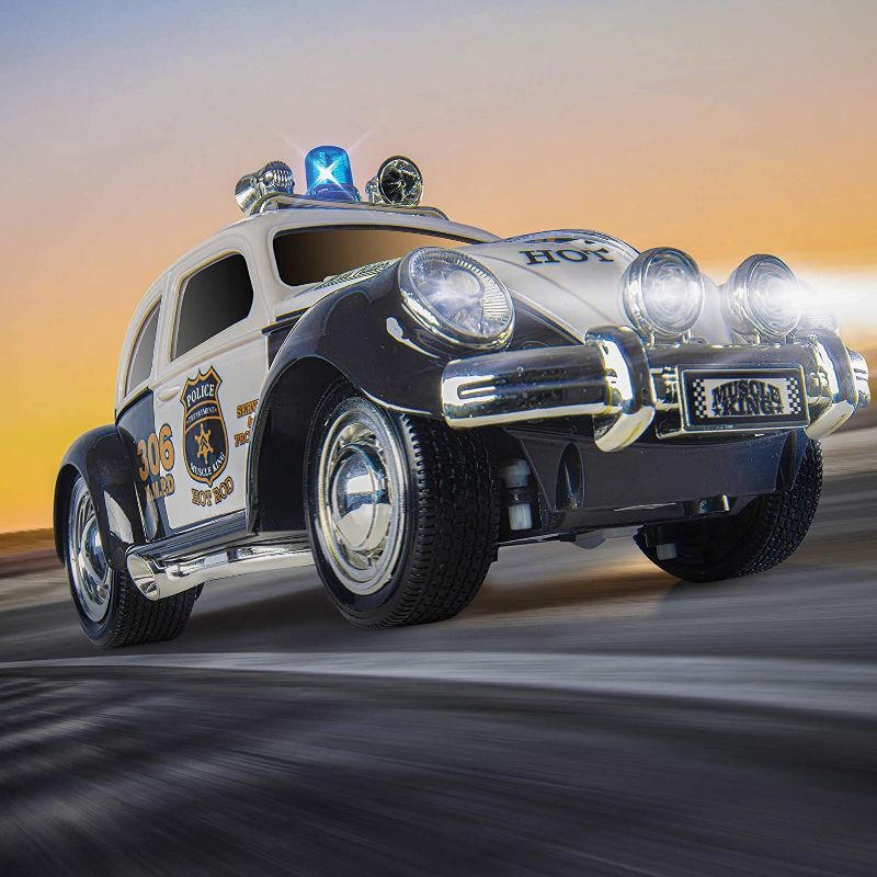 Top Race Remote Control Car with Lights and Sirens |Old Fashioned Style| Black and White, 4 of 5