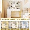 Acekool Vanity Desk with Lighted Mirror, Power Outlet, 3-Color LED, 3 Drawers, Cabinet & Open Shelves, Makeup Dressing Table, White - 4 of 4