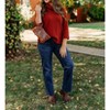 Women's 3/4 Sleeve Drop Shoulder Cowl Collar Neck Hi-Lo Solid Cable Knit Top - Multiples - 3 of 4