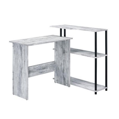 INFURNIC Desks Rectangular Writing Desk with Side Shelf and 3-Tier Storage for Organized Workspace, Sturdy and Durable, Grey, 39"*32"*34"