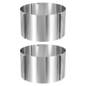 Unique Bargains Stainless Steel Round Adjustable Nonstick Cake Ring 2 Pcs - 1 of 4