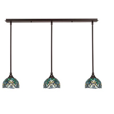 Toltec Lighting Any 3 - Light Chandelier in  Dark Granite with 7" Turquoise Cypress Art Glass Shade