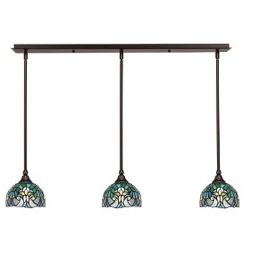 Toltec Lighting Any 3 - Light Chandelier in  Dark Granite with 7" Turquoise Cypress Art Glass Shade - 1 of 1