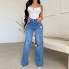 Clearlove Women’s High-Waisted Flared Jeans Distressed Hem,Stylish Wide Leg Denim for Effortless Chic - 3 of 3